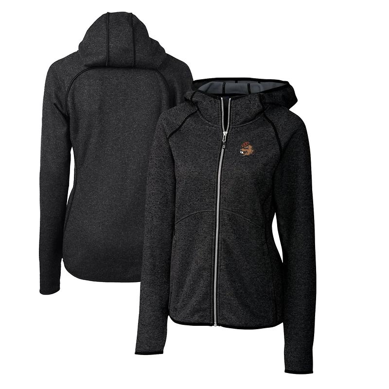 Sweat à capuche zippé en tricot pour femme Cutter & Buck Heather Charcoal Oregon State Beavers Mainsail