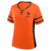 Women's Fanatics Orange/Black Oregon State Beavers Be Fearless Athena Lace-Up T-Shirt