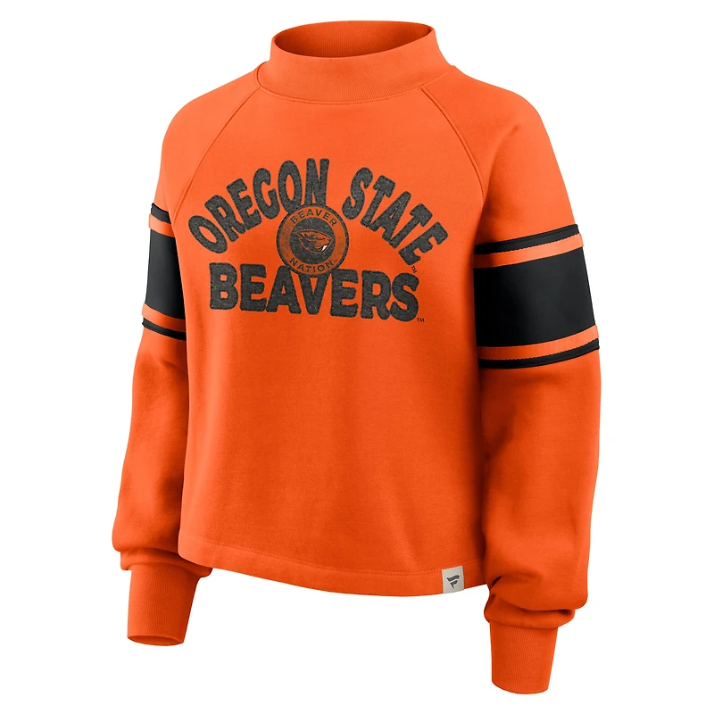 Women's Fanatics Orange Oregon State Beavers Oversized Hometown Premium Punt Coverage Raglan Pullover Sweatshirt