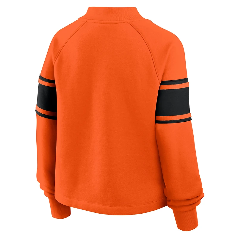 Women's Fanatics Orange Oregon State Beavers Oversized Hometown Premium Punt Coverage Raglan Pullover Sweatshirt