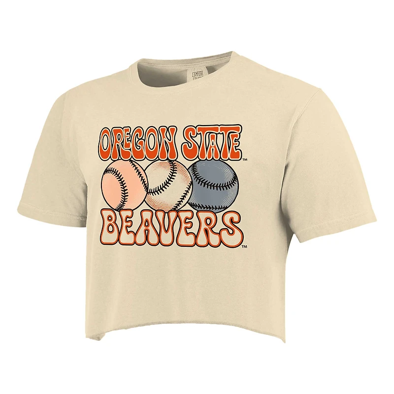 T-shirt court de baseball aux couleurs confortables des castors l'État l'Oregon pour femmes