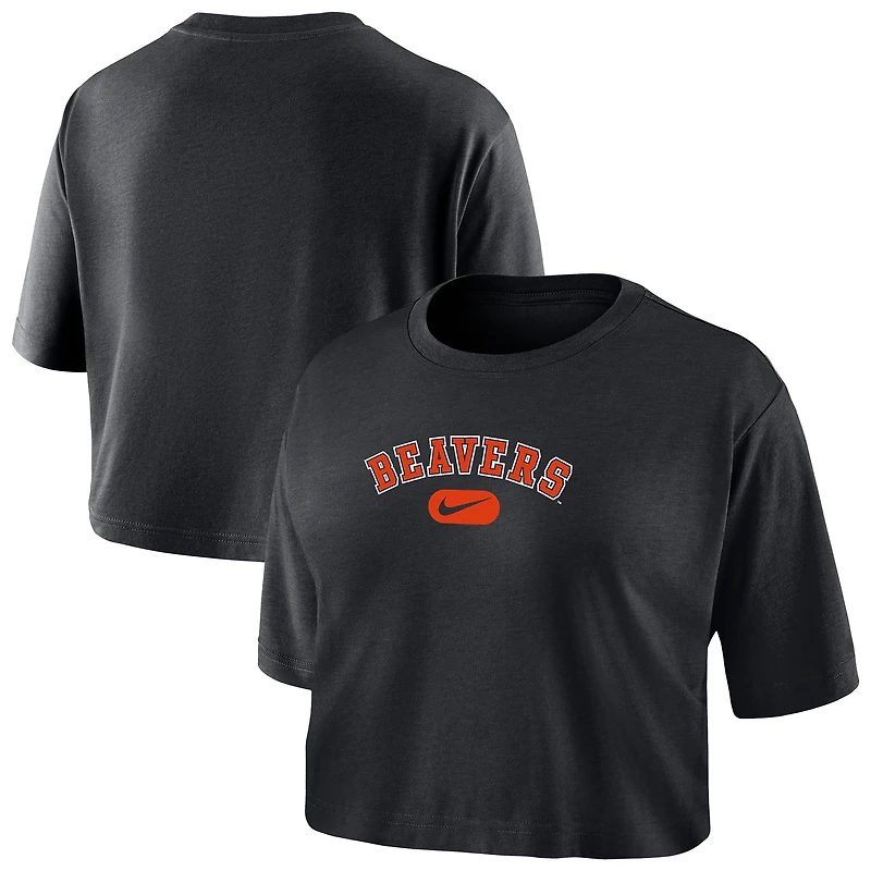 Women's Nike Black Oregon State Beavers Dri-FIT Cropped T-Shirt