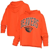 T-shirt à capuche manches longues pour femmes Pressbox Orange Oregon State Beavers Nelson Arch Over Logo