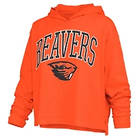 T-shirt à capuche manches longues pour femmes Pressbox Orange Oregon State Beavers Nelson Arch Over Logo