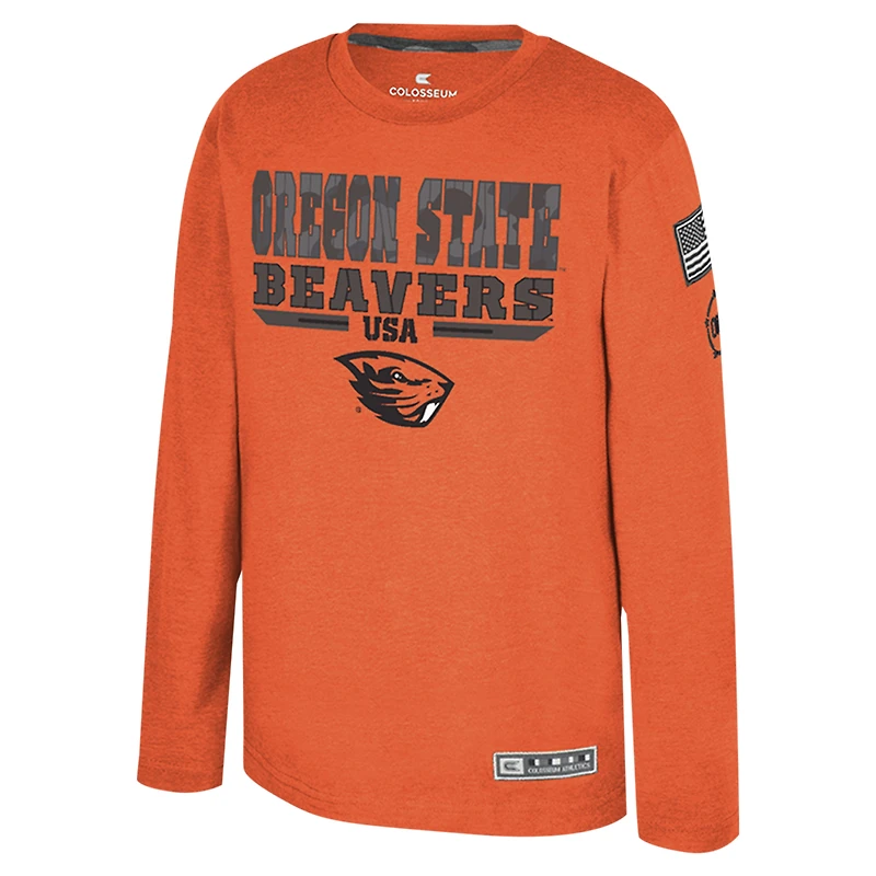 Youth Colosseum Heather Orange Oregon State Beavers OHT Military Appreciation Oorah Long Sleeve T-Shirt