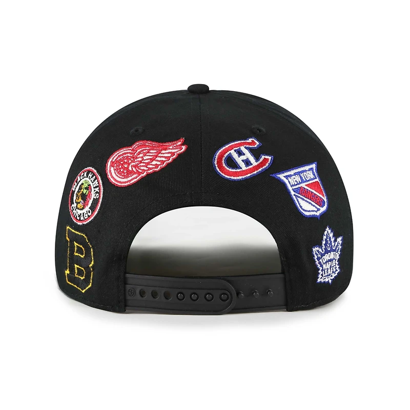 Casquette ajustable noire originale à 6 croix pour homme '47