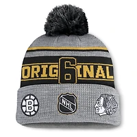 Bonnet en tricot à revers avec pompon Fanatics Original 6 Lumberjack pour homme gris