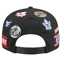 Casquette snapback New Era noire Original 9FIFTY pour homme avec 6 logos