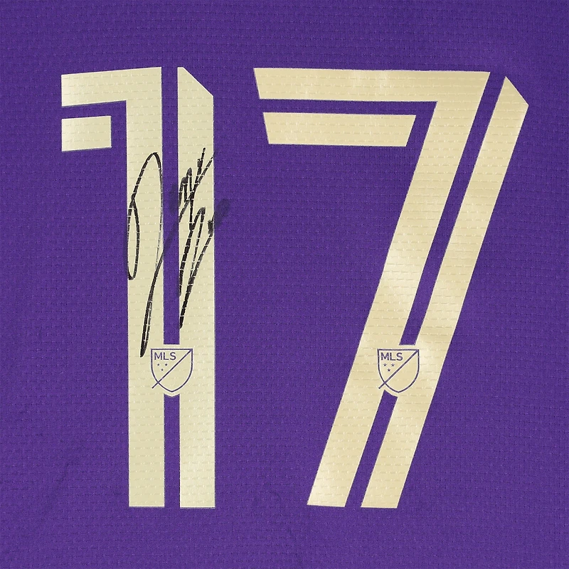 Maillot adidas violet dédicacé par Dagur Dan Þórhallsson Orlando City SC n° 17, utilisé lors du match de la saison 2024 de la MLS - Taille M