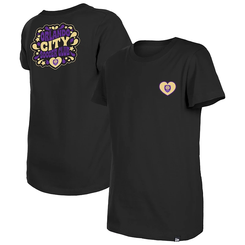 T-shirt noir Orlando City SC Bubble Heart pour filles New Era