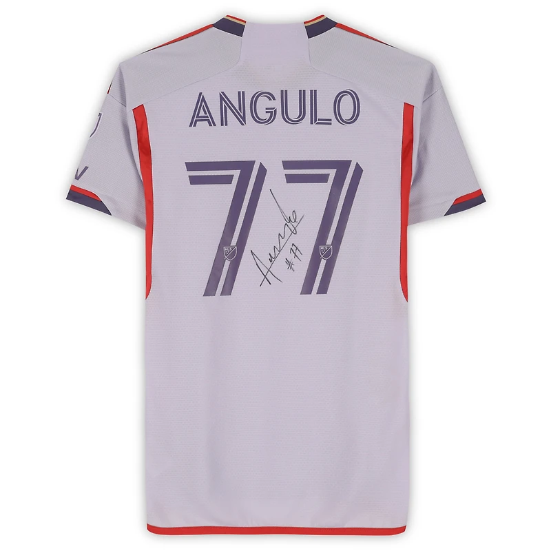 Maillot adidas violet clair dédicacé par Ivan Angulo Orlando City SC, numéro 77, utilisé lors du match de la saison 2024 de la MLS - Taille S