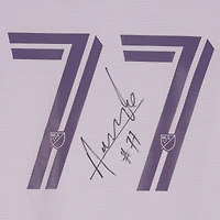 Maillot adidas violet clair dédicacé par Ivan Angulo Orlando City SC, numéro 77, utilisé lors du match de la saison 2024 de la MLS - Taille S
