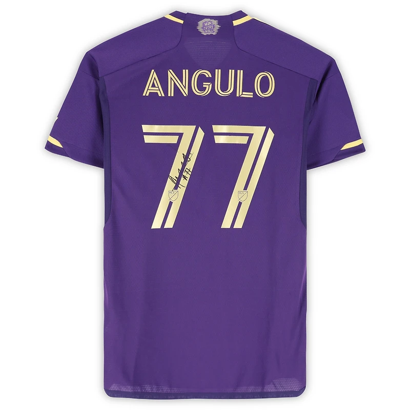 Maillot adidas violet dédicacé par Ivan Angulo Orlando City SC (n° 77) pour la saison 2024 de la MLS - Taille S