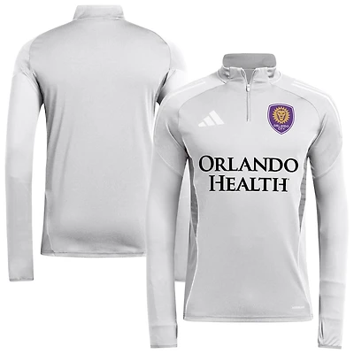 Men's adidas  Silver Orlando City SC 2025 AEROREADY Quarter-Zip Long Sleeve Training Top