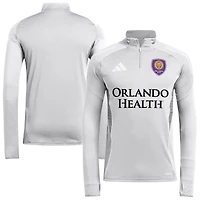 Men's adidas  Silver Orlando City SC 2025 AEROREADY Quarter-Zip Long Sleeve Training Top