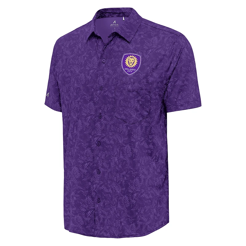 Haut boutonné tissé luxueux Antigua Purple Orlando City SC pour homme