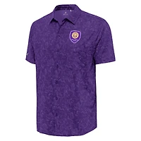 Haut boutonné tissé luxueux Antigua Purple Orlando City SC pour homme