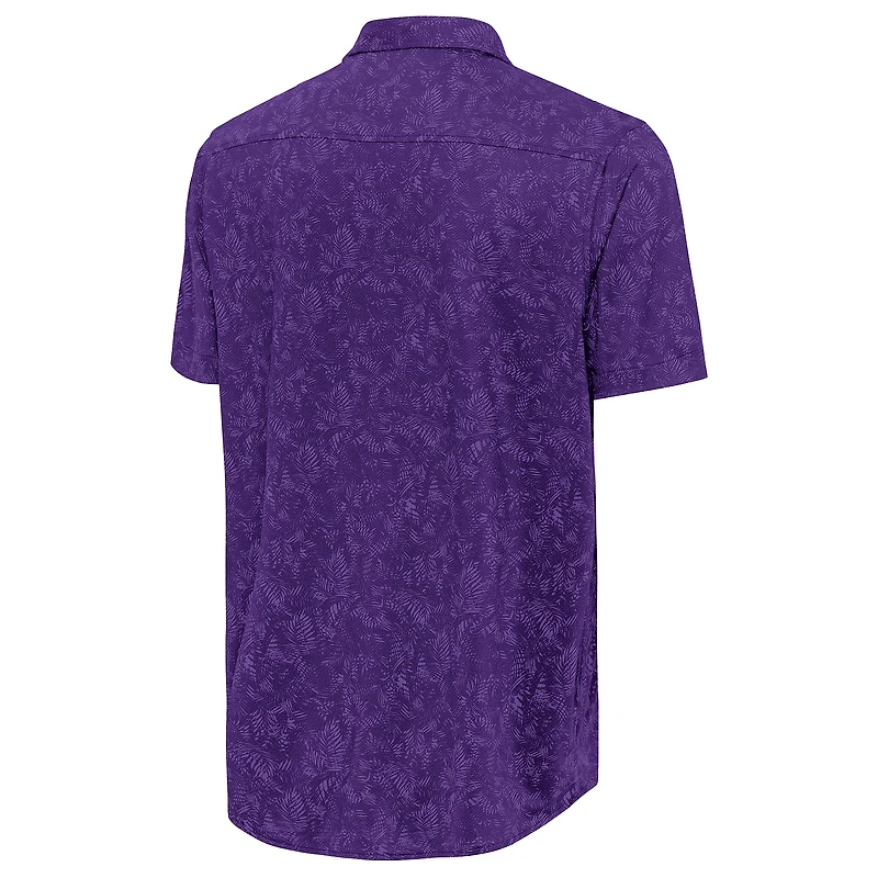 Men's Antigua  Purple Orlando City SC Lush Woven Button-Up Top