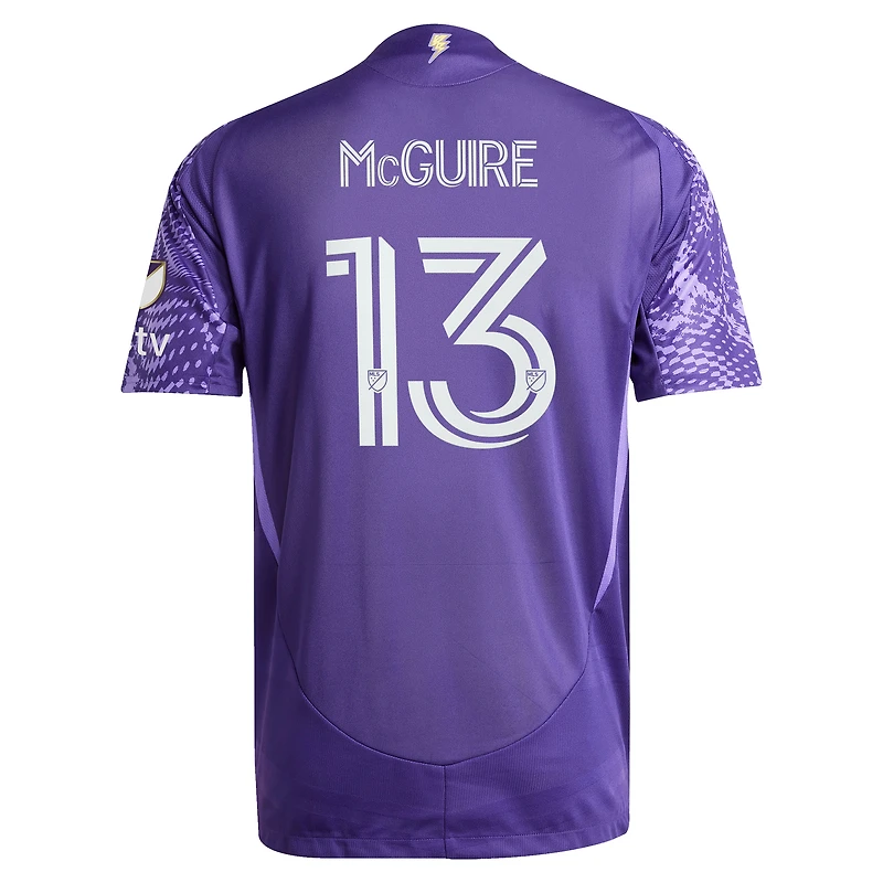 Maillot de joueur authentique Perfect Storm 2025 violet adidas Duncan McGuire Orlando City SC pour homme