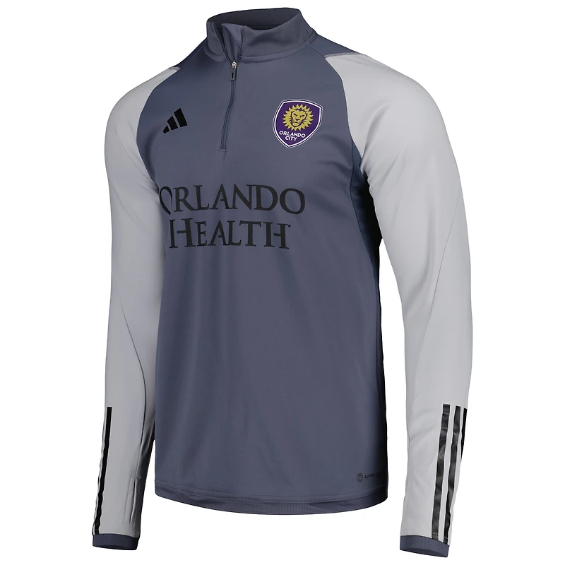 Men's adidas Gray Orlando City SC 2023 On-Field AEROREADY Quarter-Zip Training Top