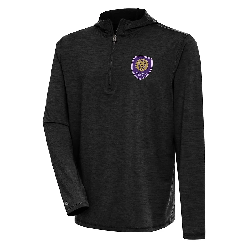 Sweat à capuche zippé quart de tour Antigua Heather Black Orlando City SC pour homme