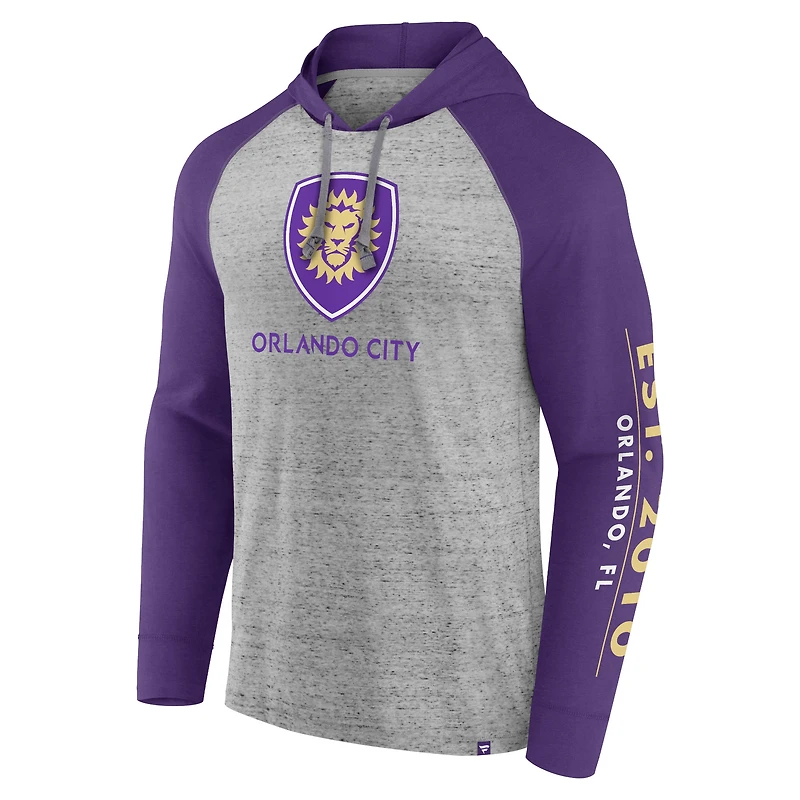 Sweat à capuche Fanatics Steel Orlando City SC Deflection Raglan pour hommes