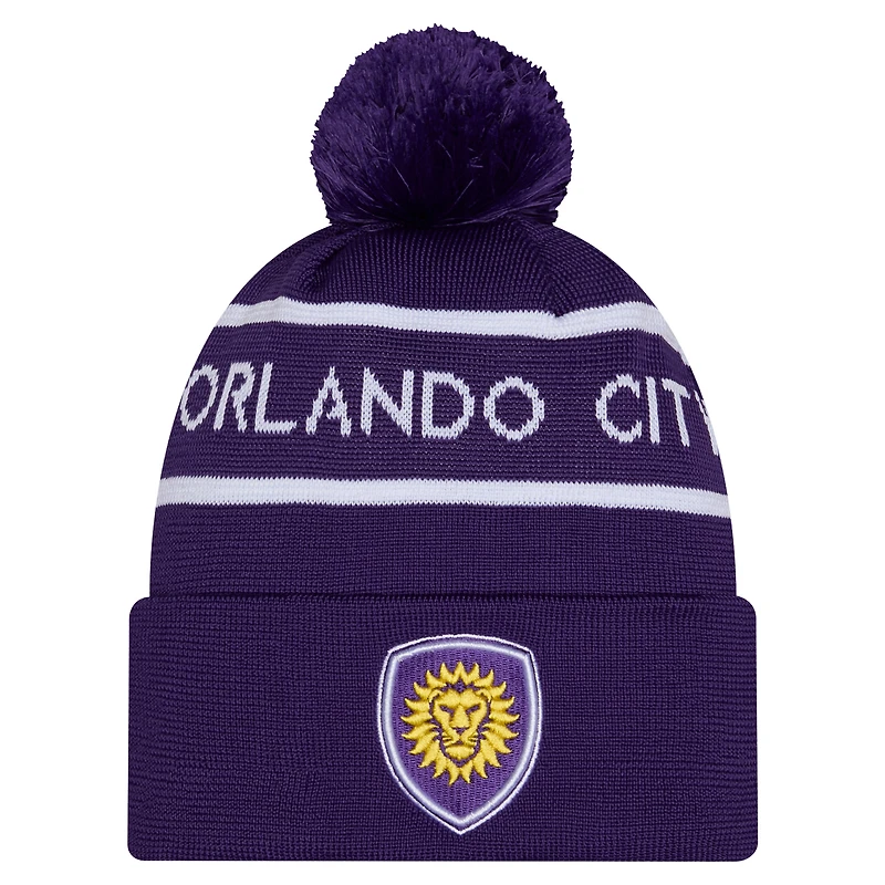 Men's New Era Purple Orlando City SC 2026 Jersey Hook Cuffed Knit Hat with Pom