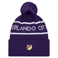 Men's New Era Purple Orlando City SC 2026 Jersey Hook Cuffed Knit Hat with Pom
