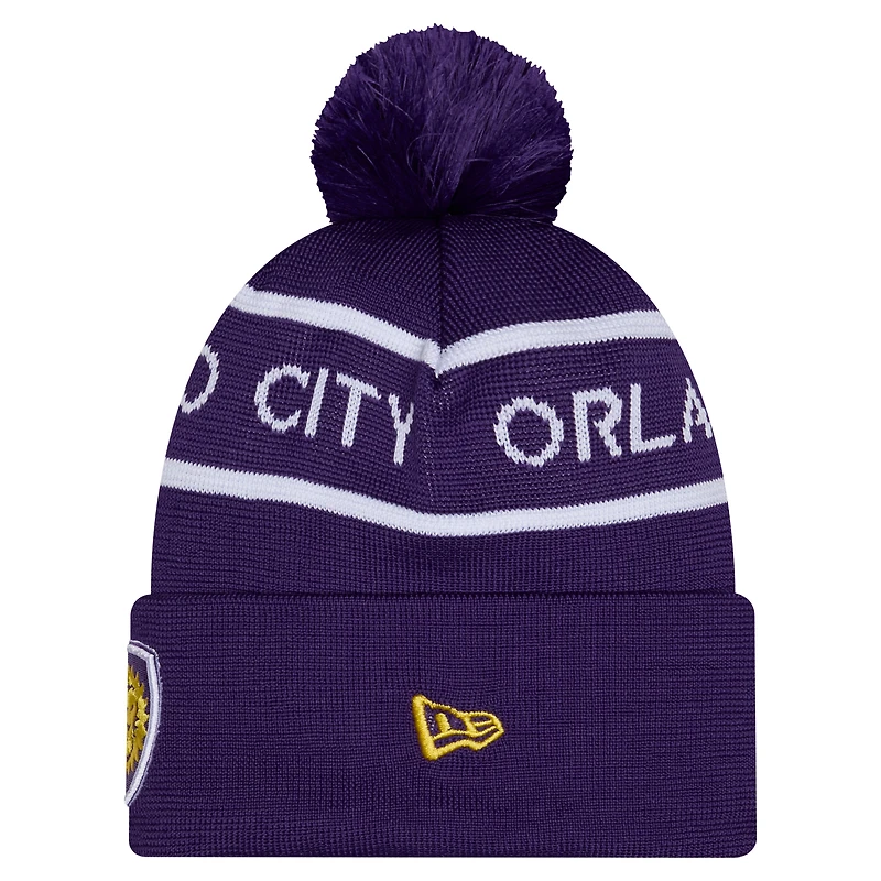 Men's New Era Purple Orlando City SC 2026 Jersey Hook Cuffed Knit Hat with Pom