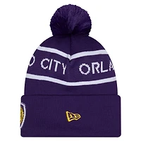 Men's New Era Purple Orlando City SC 2026 Jersey Hook Cuffed Knit Hat with Pom