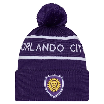 Men's New Era Purple Orlando City SC 2026 Jersey Hook Cuffed Knit Hat with Pom