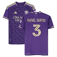 Maillot adidas violet dédicacé Rafael Santos Orlando City SC n° 3, saison 2024 de la MLS - Taille M