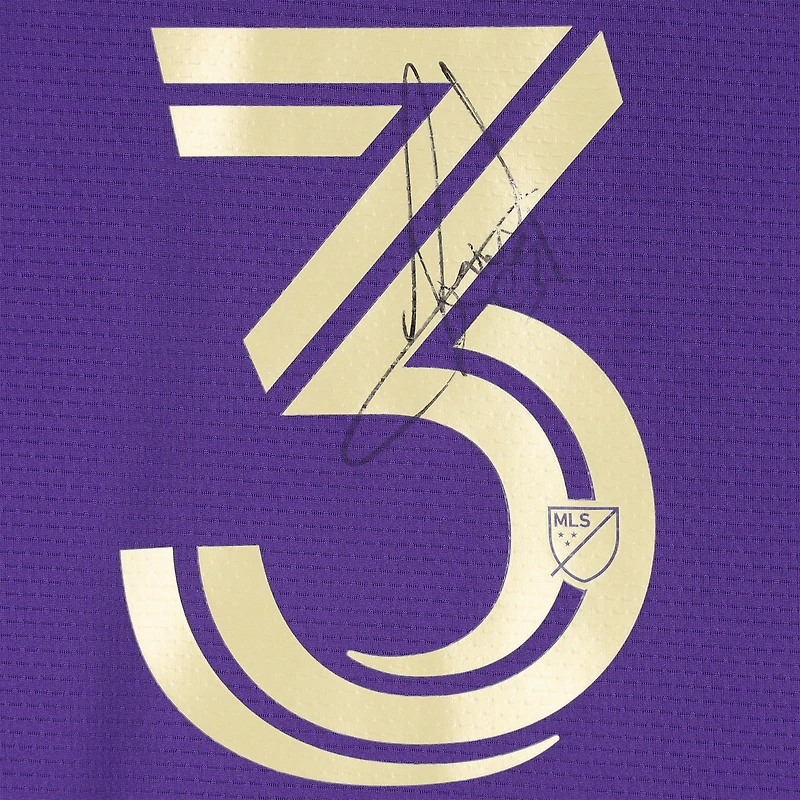 Maillot adidas violet dédicacé Rafael Santos Orlando City SC n° 3, saison 2024 de la MLS - Taille M