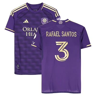 Maillot adidas violet dédicacé Rafael Santos Orlando City SC n° 3, saison 2024 de la MLS - Taille M