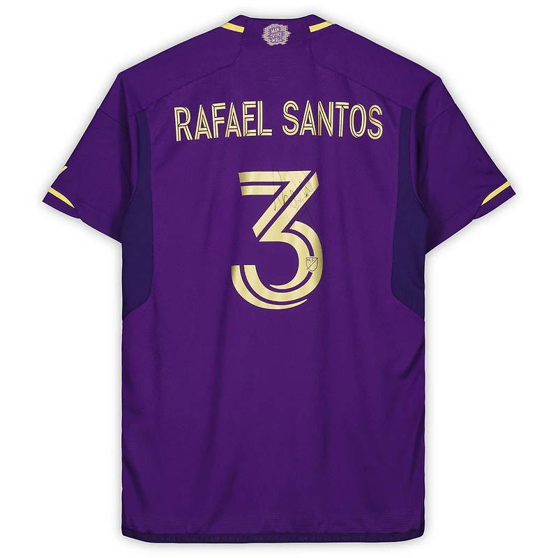 Maillot violet dédicacé #3 de Rafael Santos Orlando City SC lors de la saison 2023 de la MLS