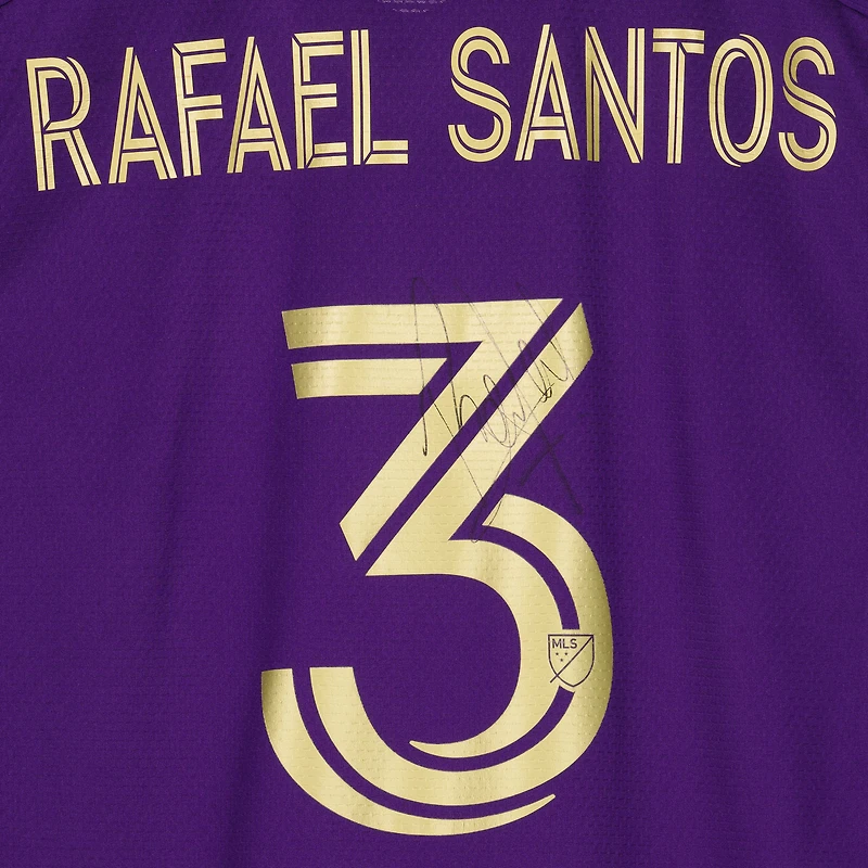 Maillot violet dédicacé #3 de Rafael Santos Orlando City SC lors de la saison 2023 de la MLS