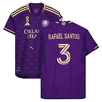 Maillot violet dédicacé #3 de Rafael Santos Orlando City SC lors de la saison 2023 de la MLS