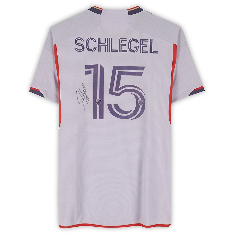 Maillot adidas violet clair dédicacé par Rodrigo Schlegel pour Orlando City SC, numéro 15, saison 2024 de la MLS - Taille L