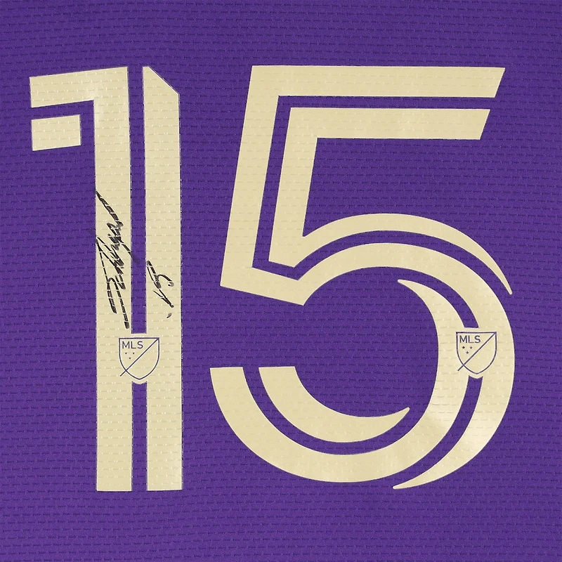 Maillot adidas violet dédicacé par Rodrigo Schlegel pour Orlando City SC, numéro 15, saison 2024 de la MLS - Taille L