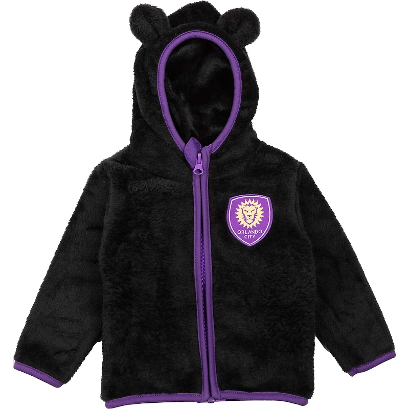 Sweat à capuche zippé intégral noir Orlando City SC Tie-Breaker Teddy pour tout-petits Sport Design Sweden