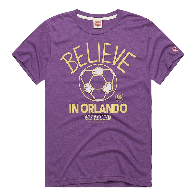 Unisex Homage  Purple Orlando City SC MLS x Ted Lasso Believe Graphic Tri-Blend T-Shirt