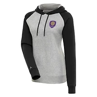 Women's Antigua  Heather Gray Orlando City SC Victory Raglan Sleeve Pullover Hoodie