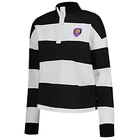 Women's Antigua  White Orlando City SC Radical Rugby Stripe Long Sleeve T-Shirt