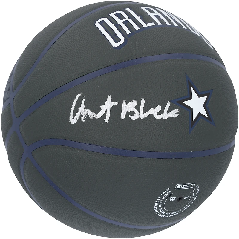 Ballon de basket-ball de collection dédicacé par Anthony Black Orlando Magic Black Wilson City Edition