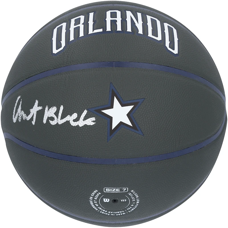 Ballon de basket-ball de collection dédicacé par Anthony Black Orlando Magic Black Wilson City Edition