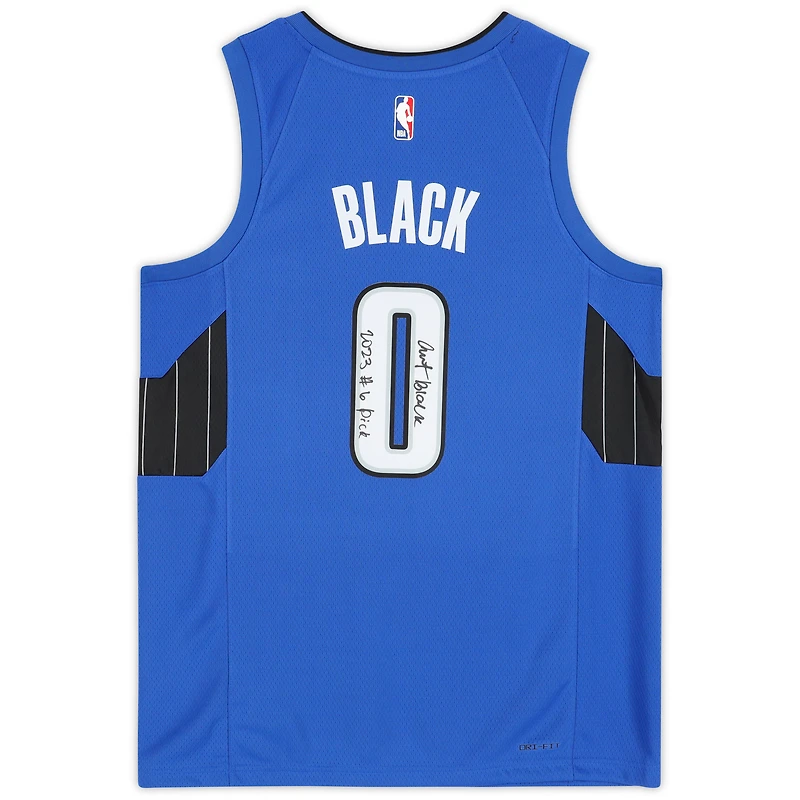 Maillot Jordan Brand Swingman bleu autographié par Anthony Black Orlando Magic 2022-23 avec patch et inscription « 2023 #6 Pick »