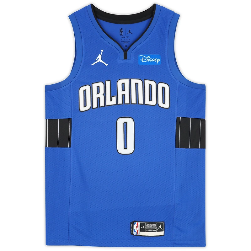 Maillot Jordan Brand Swingman bleu autographié par Anthony Black Orlando Magic 2022-23 avec patch et inscription « 2023 #6 Pick »