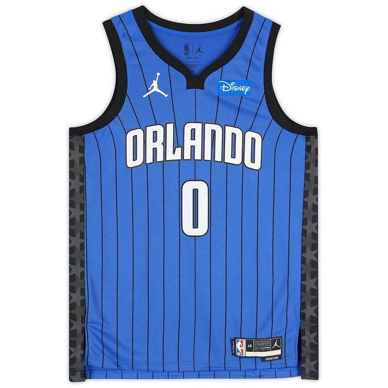 Maillot Jordan Brand Swingman bleu autographié par Anthony Black Orlando Magic 2022-23 avec patch