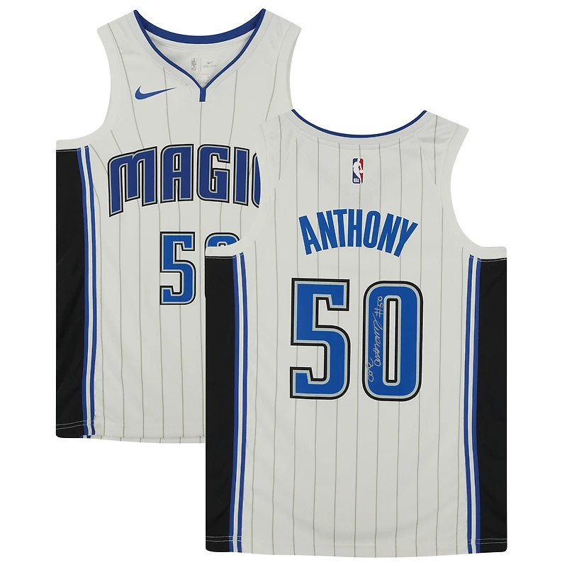 Maillot Nike Swingman autographié Cole Anthony White Orlando Magic 2020-21