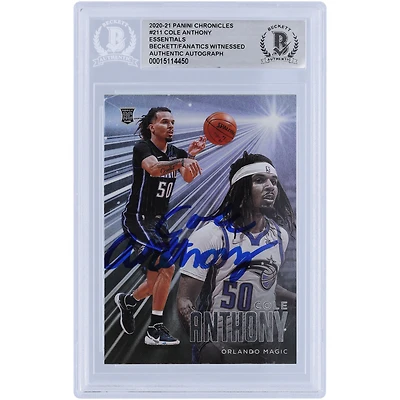 Carte de recrue autographiée Cole Anthony Orlando Magic 2020-21 Panini Chronicles Essentials #211 Beckett Fanatics Witnessed